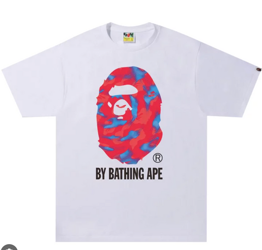 BAPE Stroke Camo by Bathing Ape Tee White/Red