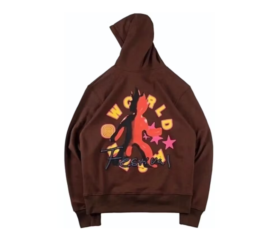 Travis Scott Astrofest Flame Guy Hoodie Brown