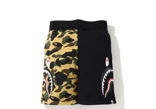 BAPE 1st Camo Side Shark Sweatshort Black/Yellow