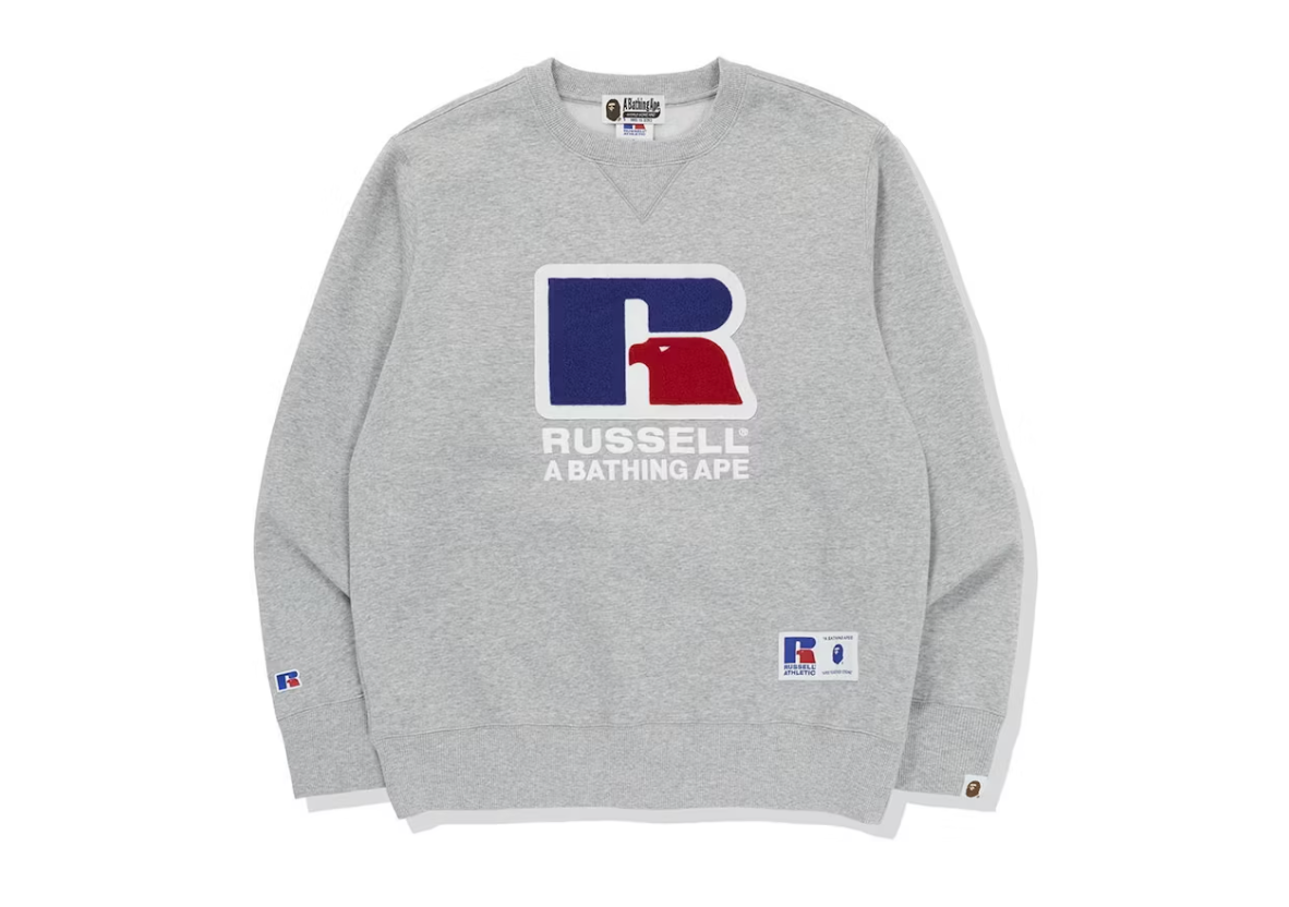 BAPE x Russell Crewneck Gray