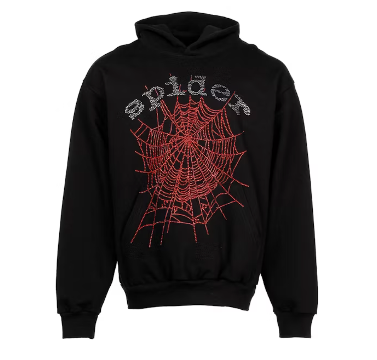 Sp5der OG Rhinestone Logo Hoodie Black