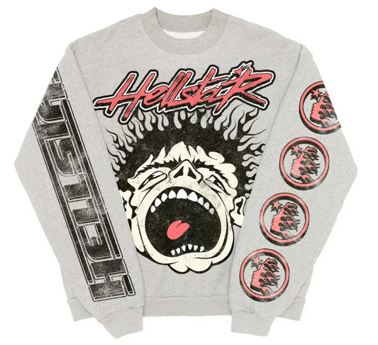 HELLSTAR RECORDS CREWNECK HEATHER GREY