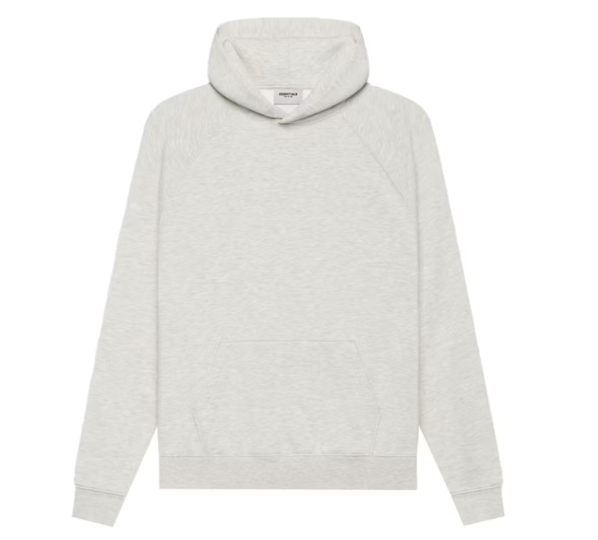 Fear of God Essentials Pullover Hoodie Light Heather Oatmeal BACK LOGO SS21