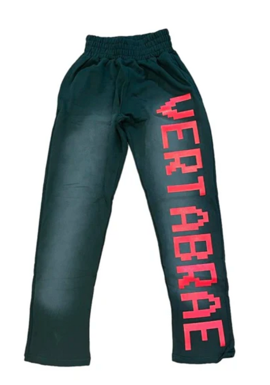 Vertabrae washed Green/Red Sweat Pants