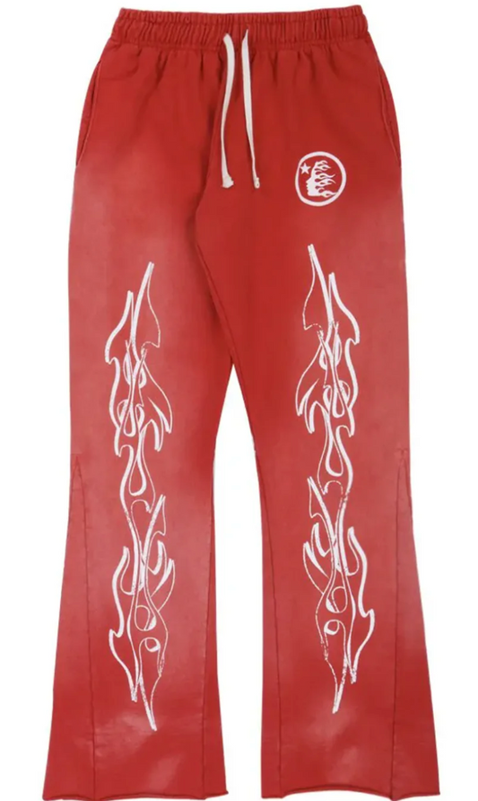 HELLSTAR STUDIOS FLARE SWEATPANTS Red