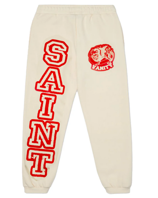 Saint Vanity "Varsity" Cream Sweatpants