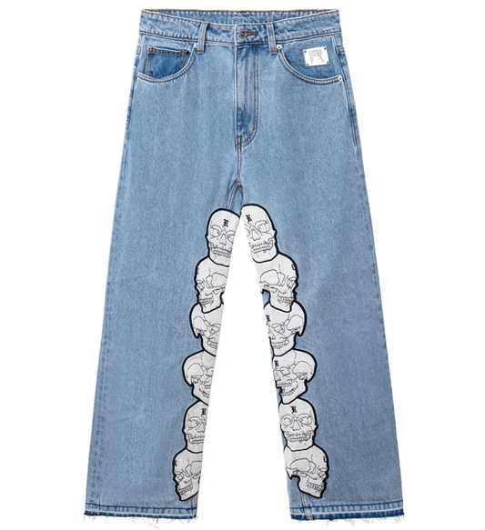 Revenge Skull Patch Denim Jeans Indigo