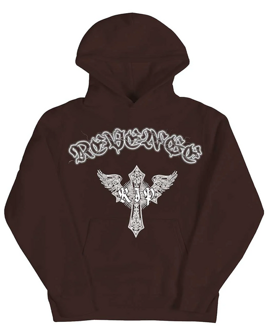 Revenge Skeleton Angel Hoodie Brown