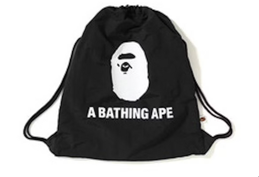 BAPE Bape Ape Head Draw String Bag Black/White