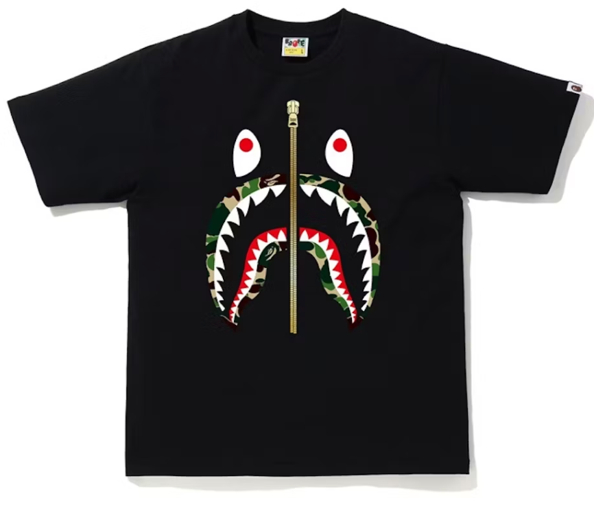 BAPE ABC Camo Shark Tee Black/Green/Gold