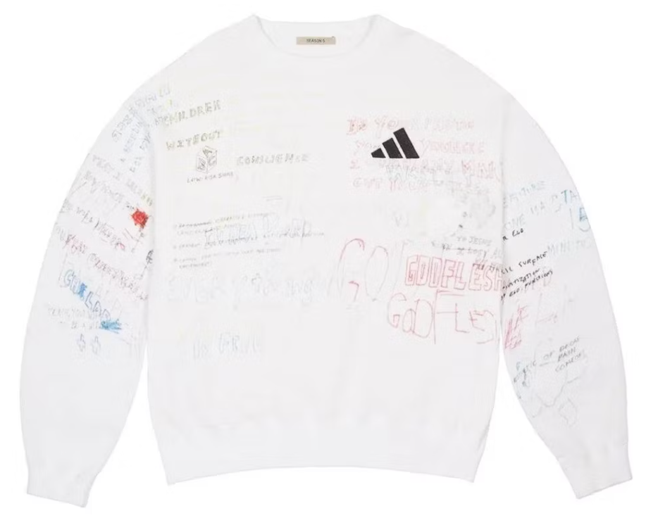 Yeezy Scribble Hand Drawn Crewneck Arctic