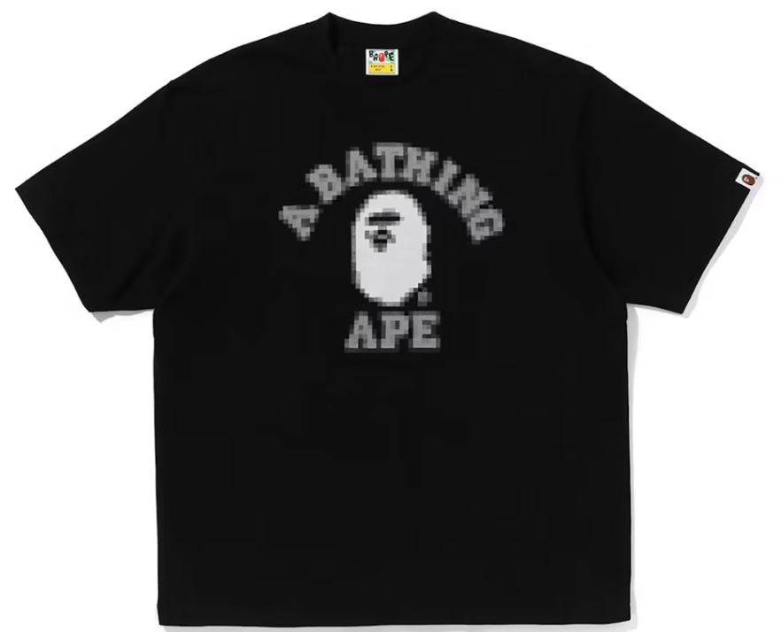 BAPE Pixal College Relaxed Fit Tee Black