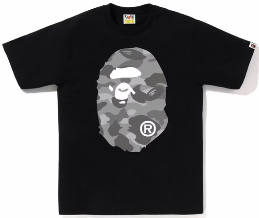 BAPE Honeycomb Camo Big Ape Head Tee Black Grey