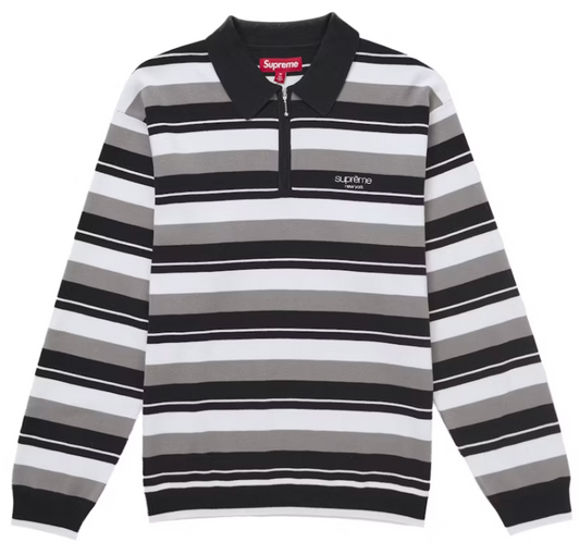 Supreme Stripe Knit Zip L/S Polo Black