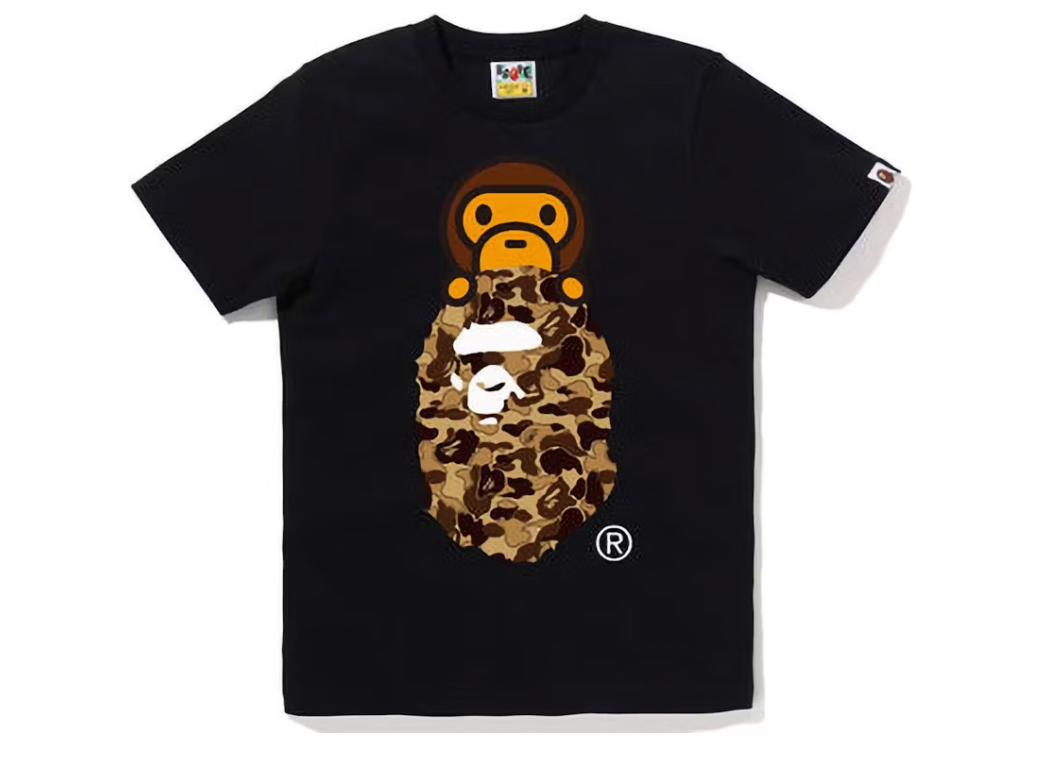 BAPE Womens Cookie Camo 2 Milo on Ape Head Tee Black Brown