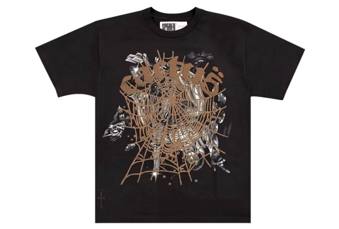 Sp5der x Travis Scott Cactus Jack Airbrush T-shirt Black