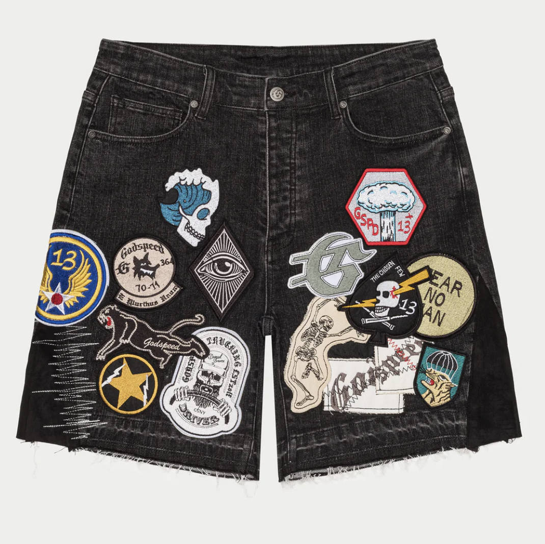 Godspeed Patchwork Denim Shorts V2 (Black)