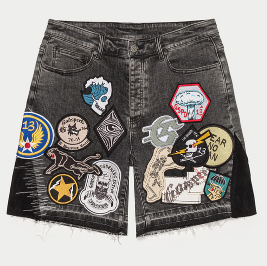Godspeed Patchwork Denim Shorts V2 (Grey)