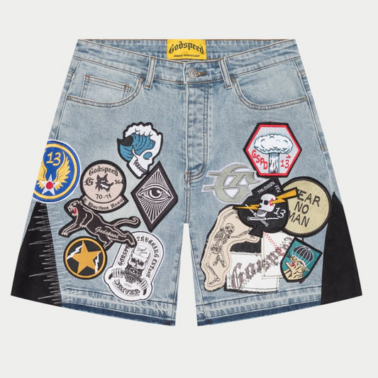 Godspeed Patchwork Denim Shorts V2 (Blue)