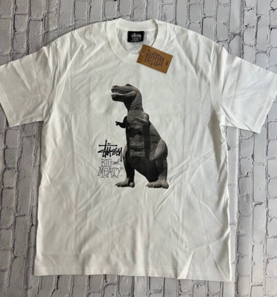 Stussy Big And Meaty Dinosaur White Tee