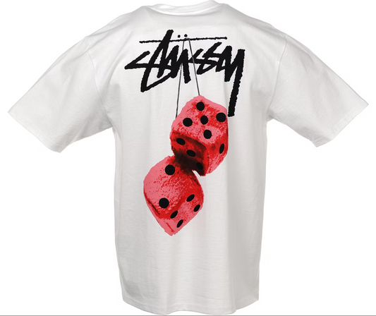 Stussy Fuzzy Dice White Tee