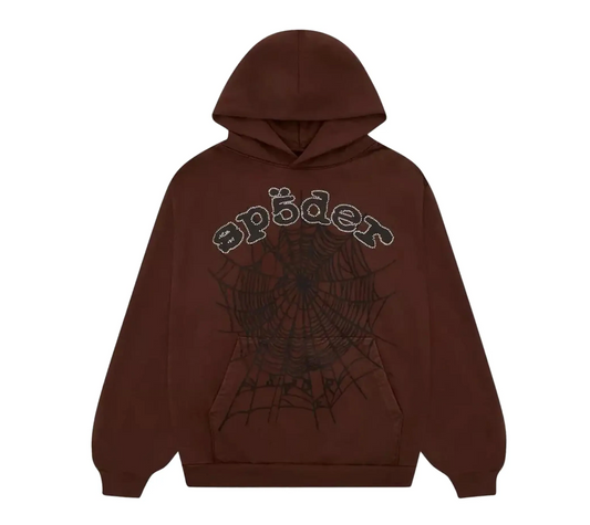 Sp5der x Travis Scott ComplexCon Exclusive Rhinestone Web Hoodie 'Brown'