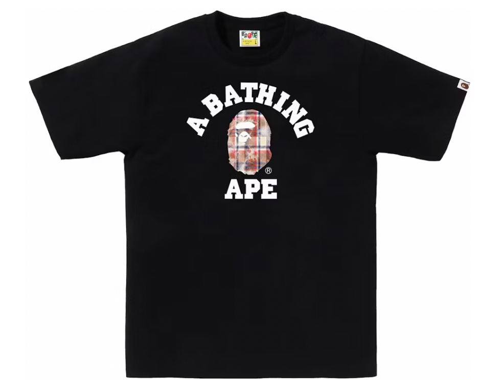 BAPE Bleach Check College Tee Black