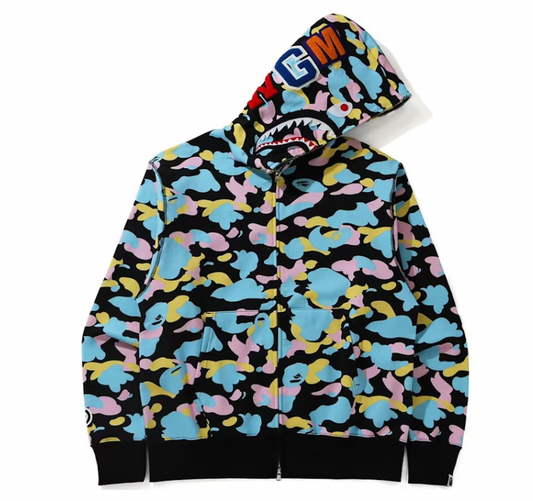 BAPE New Multi Camo Shark Relaxed Full Zip Hoodie