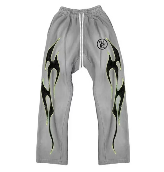 Hellstar Grey Future Flame Sweatpants Grey/Green