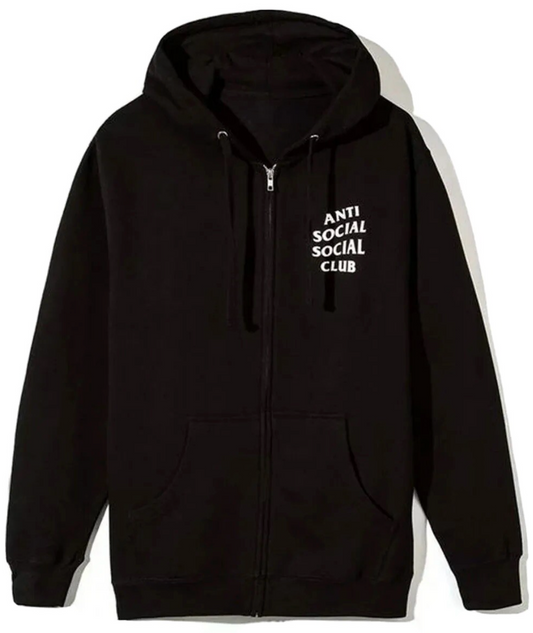Black Anti Social Zip Up Hoodie