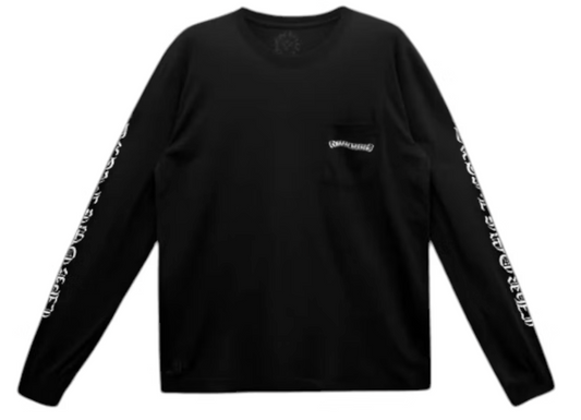 Chrome Hearts Scroll Logo L/S Pocket T-shirt Black