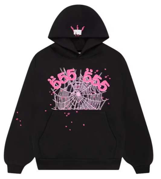 Sp5der Angel Number Hoodie Black