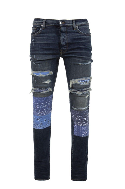 Amiri Vintage Bandana Patch Jeans Blue