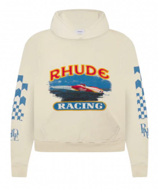 RHUDE Boat Racing Cream Hoodie