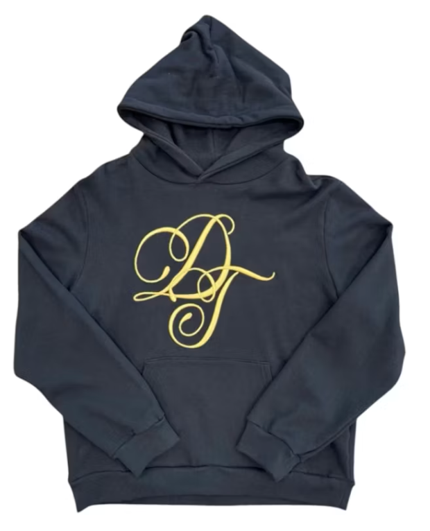 Denim Tears DT Metallic Gold Script Hoodie Black