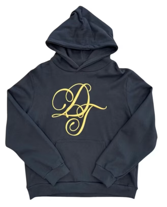 Denim Tears DT Metallic Gold Script Hoodie Black