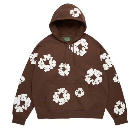 Denim Tears Cotton Wreath Zip Hoodie Dark Brown