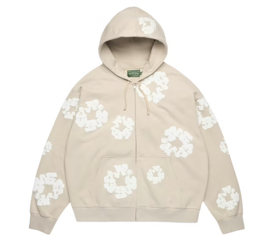 Denim Tears Cotton Wreath Zip Hoodie Cream
