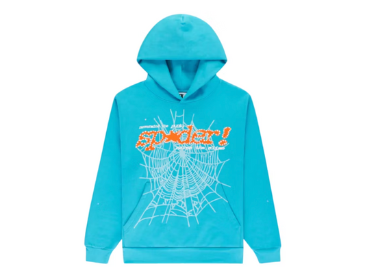 Sp5der Punk V2 Hoodie Cyan