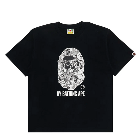 Bape Comic Art Ape Head Tee Black