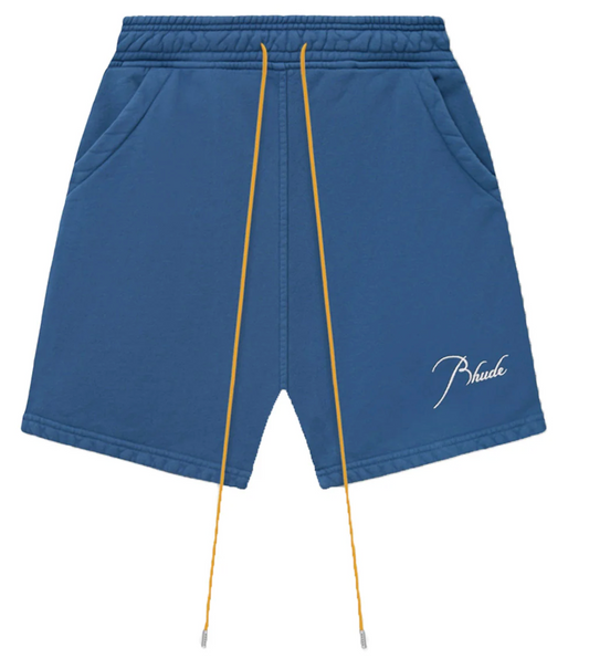 Rhude Script Logo Sweat Shorts Vintage Midnight Blue