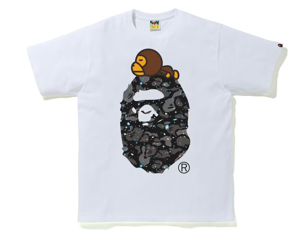 BAPE Space Camo Milo On Big Ape Tee White