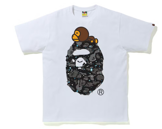 BAPE Space Camo Milo On Big Ape Tee White
