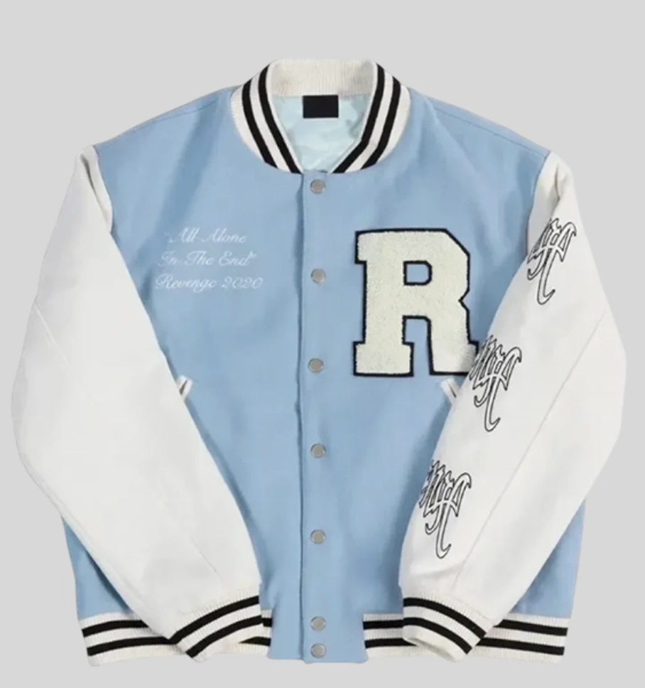 Revenge Skull Varsity Jacket Light blue