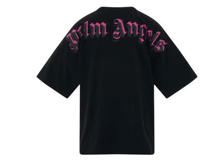 Palm Angels Doubled Logo Over Tee Black/Fuschia