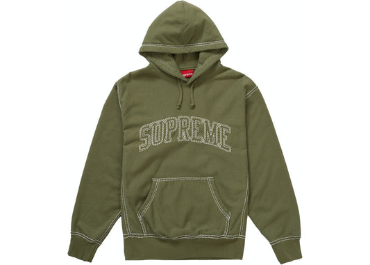 Supreme Big Stitch Hooded Sweatshirt Light Olive