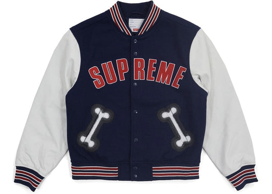 Supreme Bone Varsity Jacket Navy