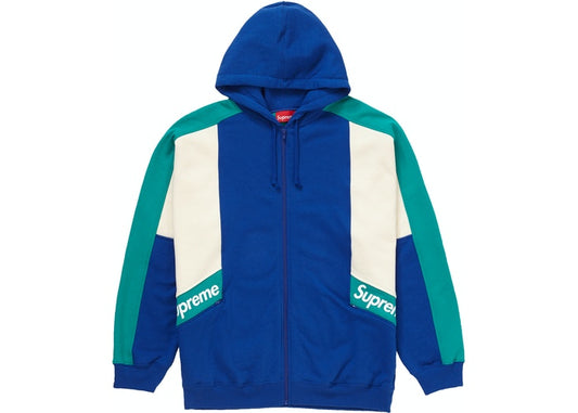 Supreme Color Blocked Zip Up Hooded Sweatshirt Royal