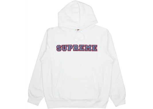 Supreme Cord Collegiate Logo Hooded  Sweatshirt White