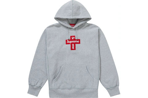 Supreme Cross Box Logo Hooded Sweatshirt Heather Grey